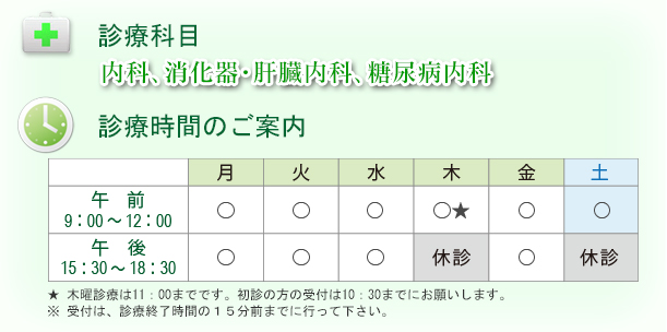 診療時間のご案内